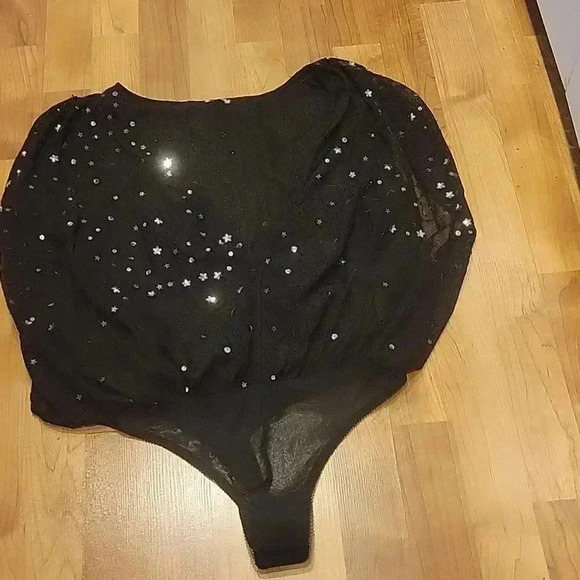 Free People Intimately Bodysuit Mesh Sequins Stars Sleevesless S - Picture 4 of 9